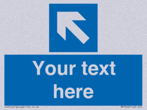 Custom Mandatory directional sign, blue arrow up and left